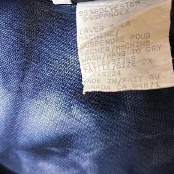 Y2K CLAIRE FRANCE.Blouse,2X blue,floral,glitter,business casual,scoop,twofer - Picture 7 of 9